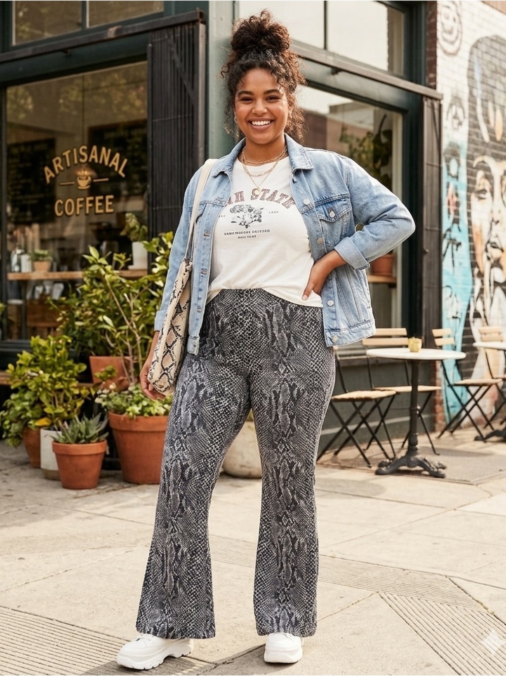 🌸LA Movers Too Women's Pants Snake Print Flared Sz  20